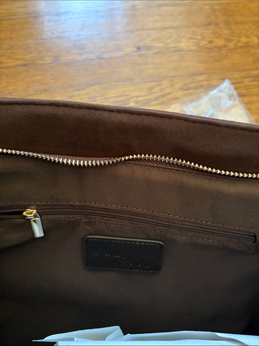 Mali + Lili Faux Suede Brown Tote Bag - Picture 5 of 7